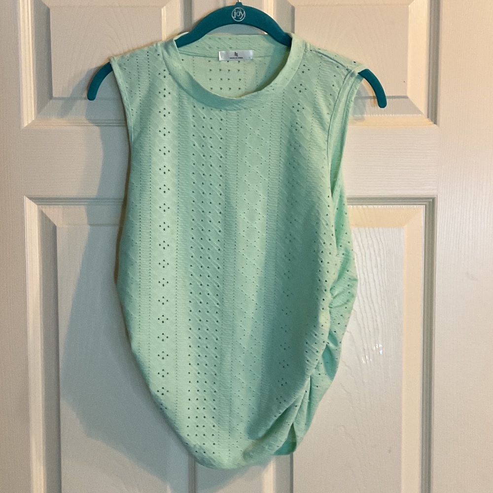 Mint Green Sleeveless Eyelet Top